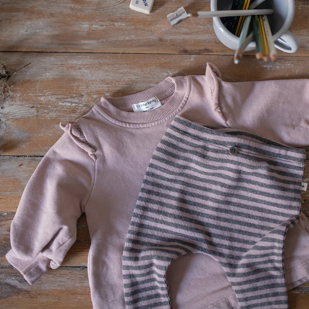 1  In The Family Baby And Child Eusebi Leggings Old Rose Pink Stripes