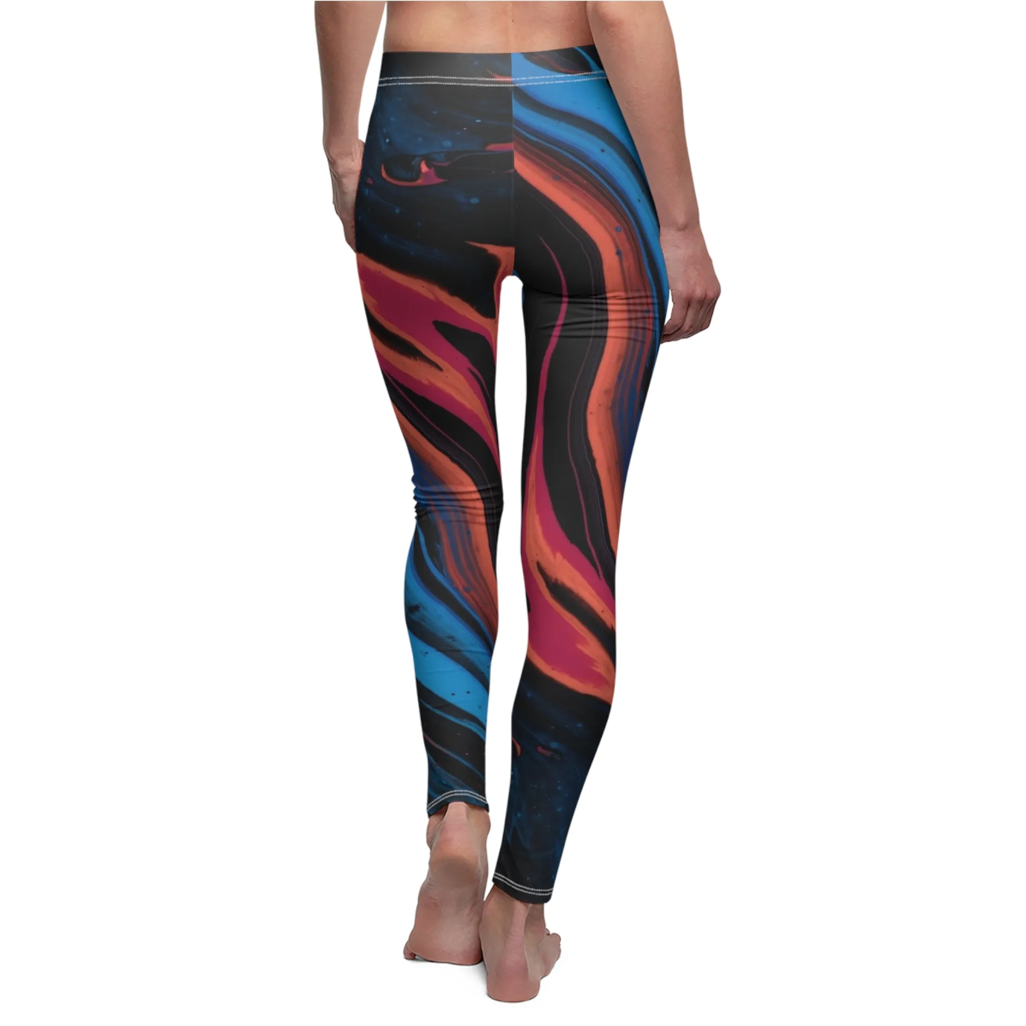 Acrylic Pour Women's Cut & Sew Casual Leggings (AOP)