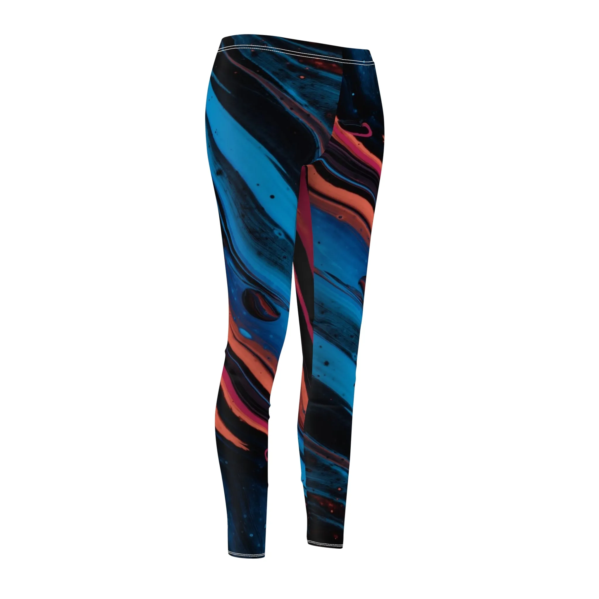 Acrylic Pour Women's Cut & Sew Casual Leggings (AOP)
