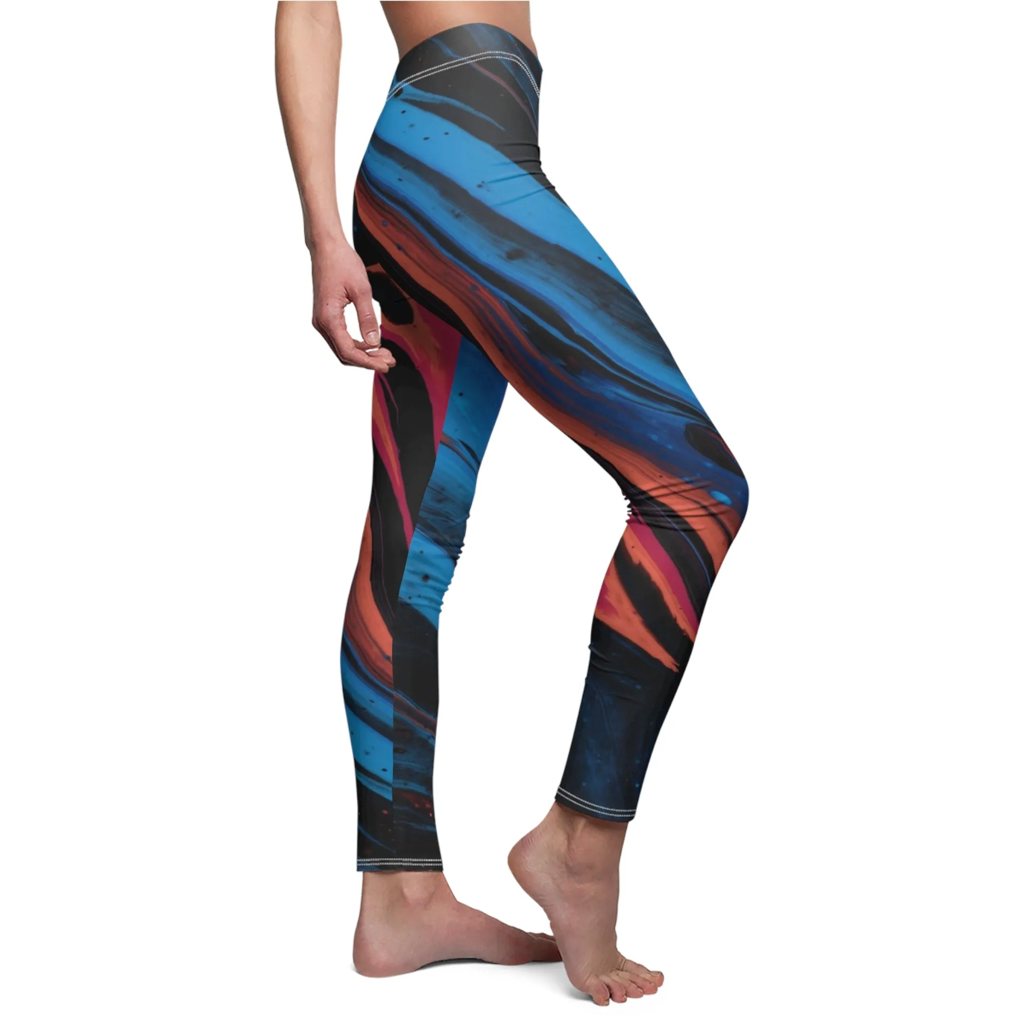 Acrylic Pour Women's Cut & Sew Casual Leggings (AOP)