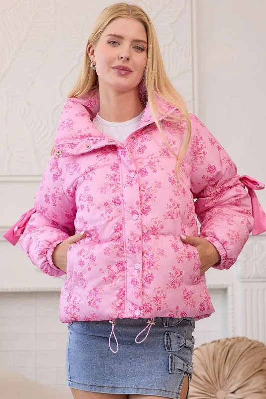 Apparel- Main Strip Floral Puffer Jacket