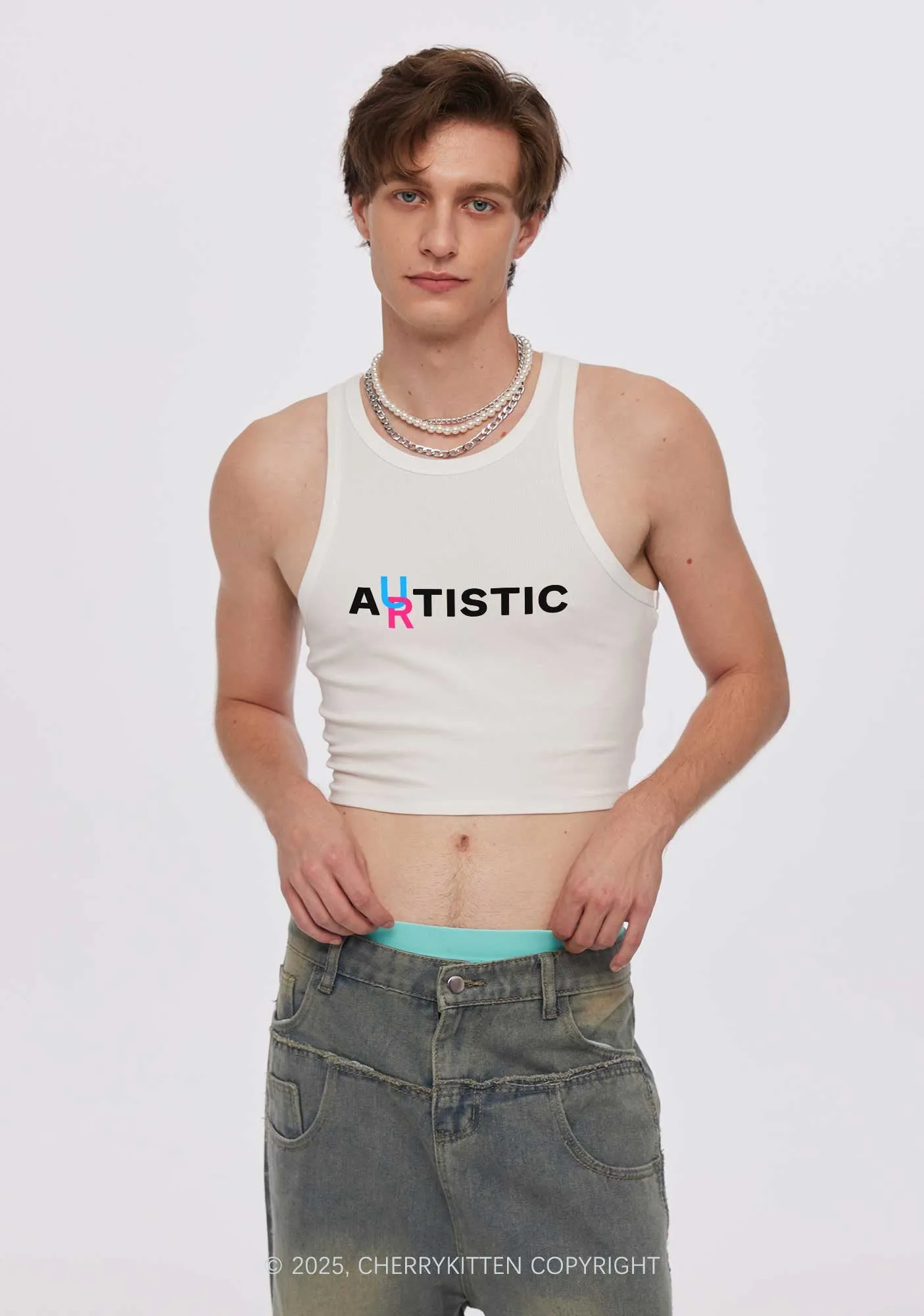 Autistic Artistic Y2K Crop Tank Top Cherrykitten