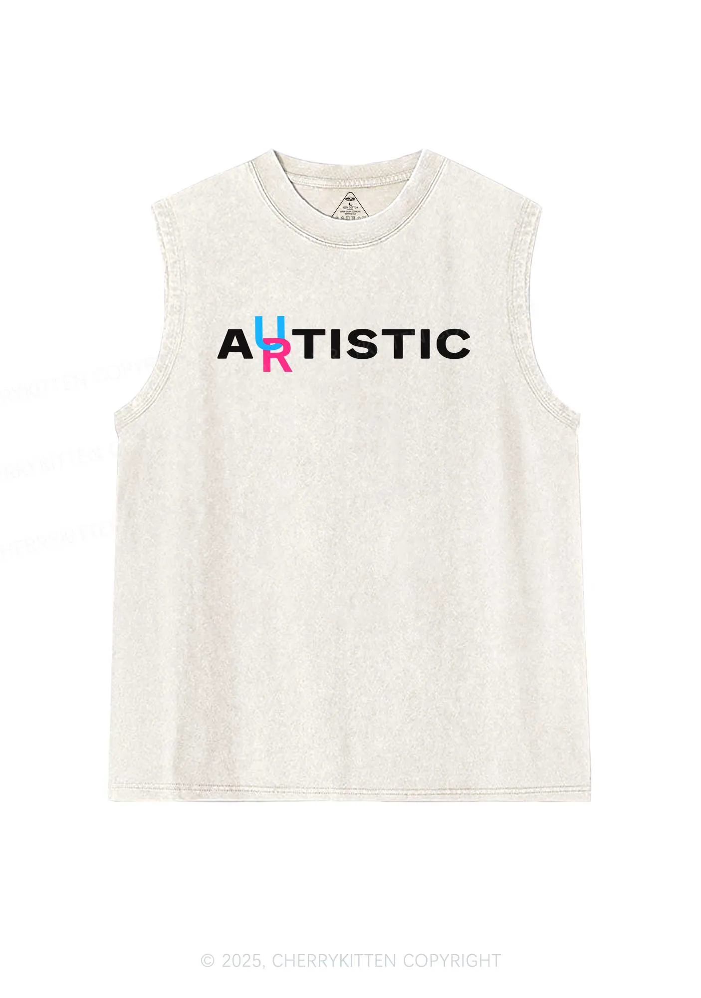 Autistic Artistic Y2K Washed Muscle Tank Cherrykitten