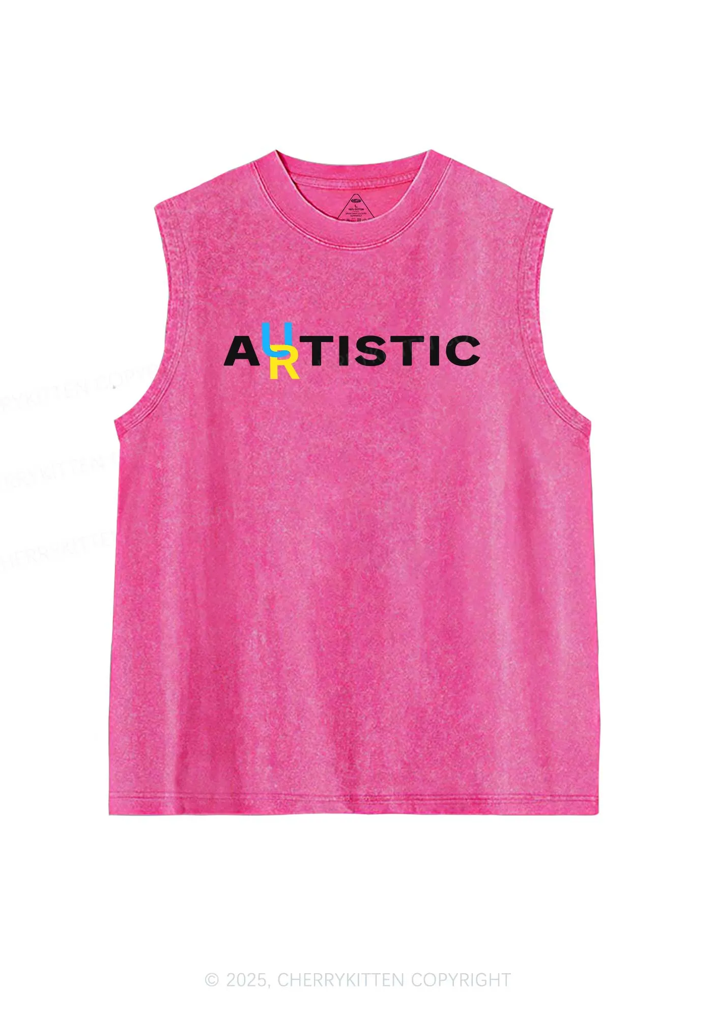 Autistic Artistic Y2K Washed Muscle Tank Cherrykitten