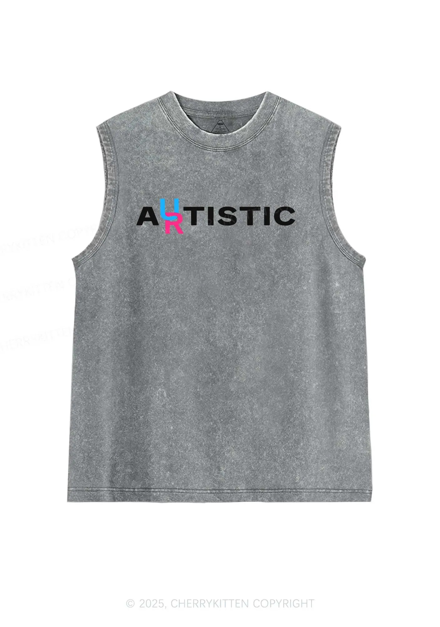 Autistic Artistic Y2K Washed Muscle Tank Cherrykitten