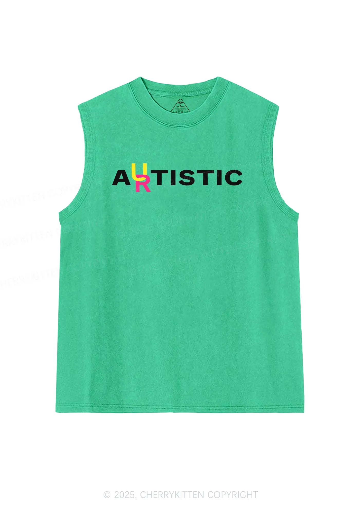 Autistic Artistic Y2K Washed Muscle Tank Cherrykitten