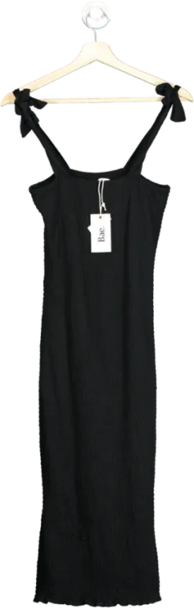Bae. Black It's A Vibe Shirred Midi Dress UK XS