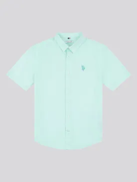 Boys Linen Blend Short Sleeve Shirt in Honey Dew
