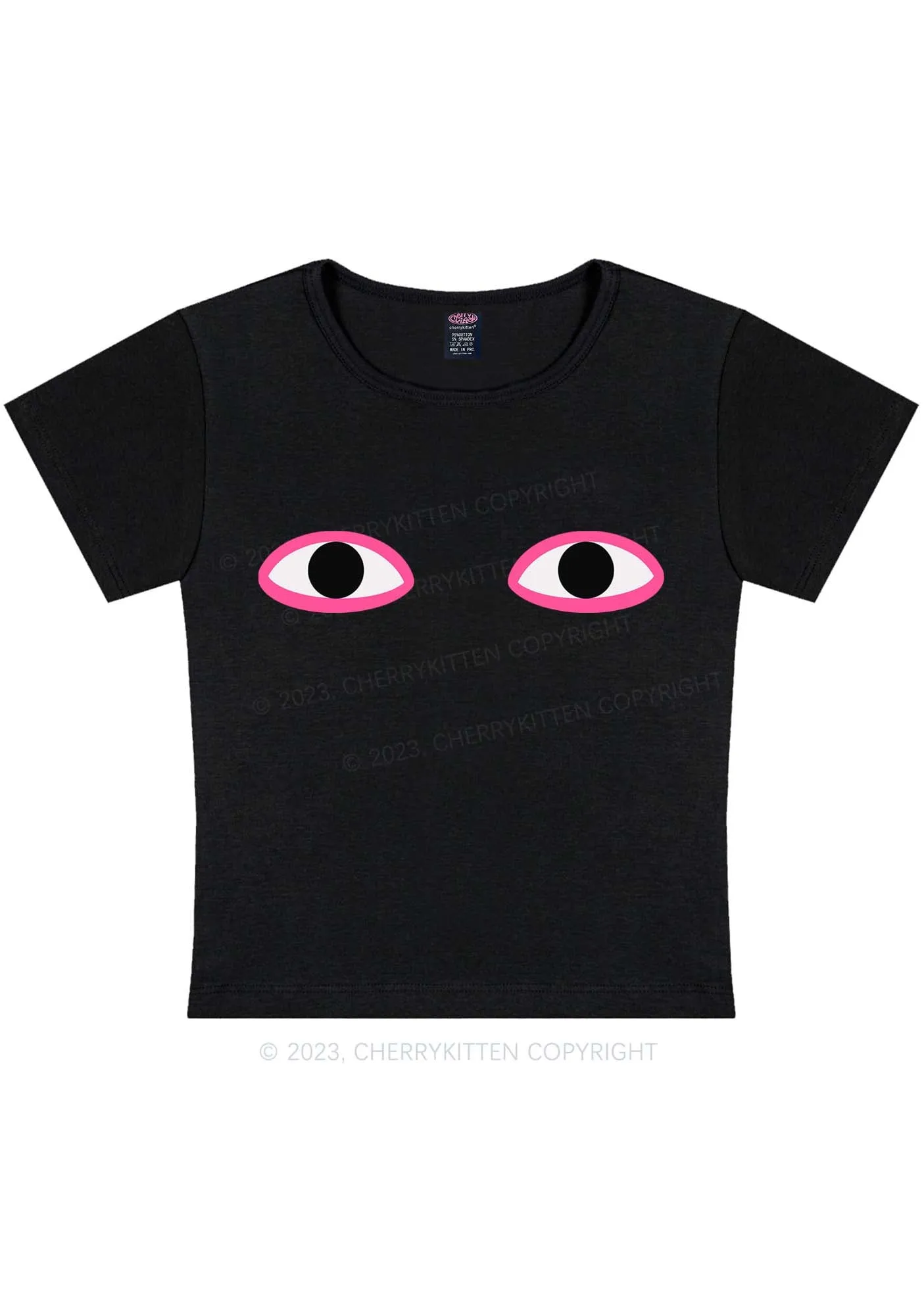 Curvy Artistic Eyes Y2K Baby Tee Cherrykitten