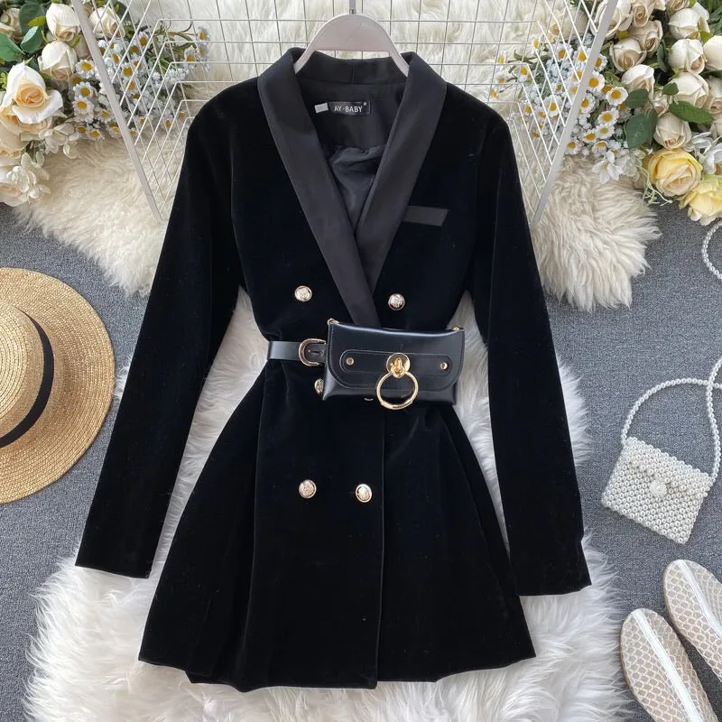 Deeksha In Our Norway Velvet Blazer Dress With Belt