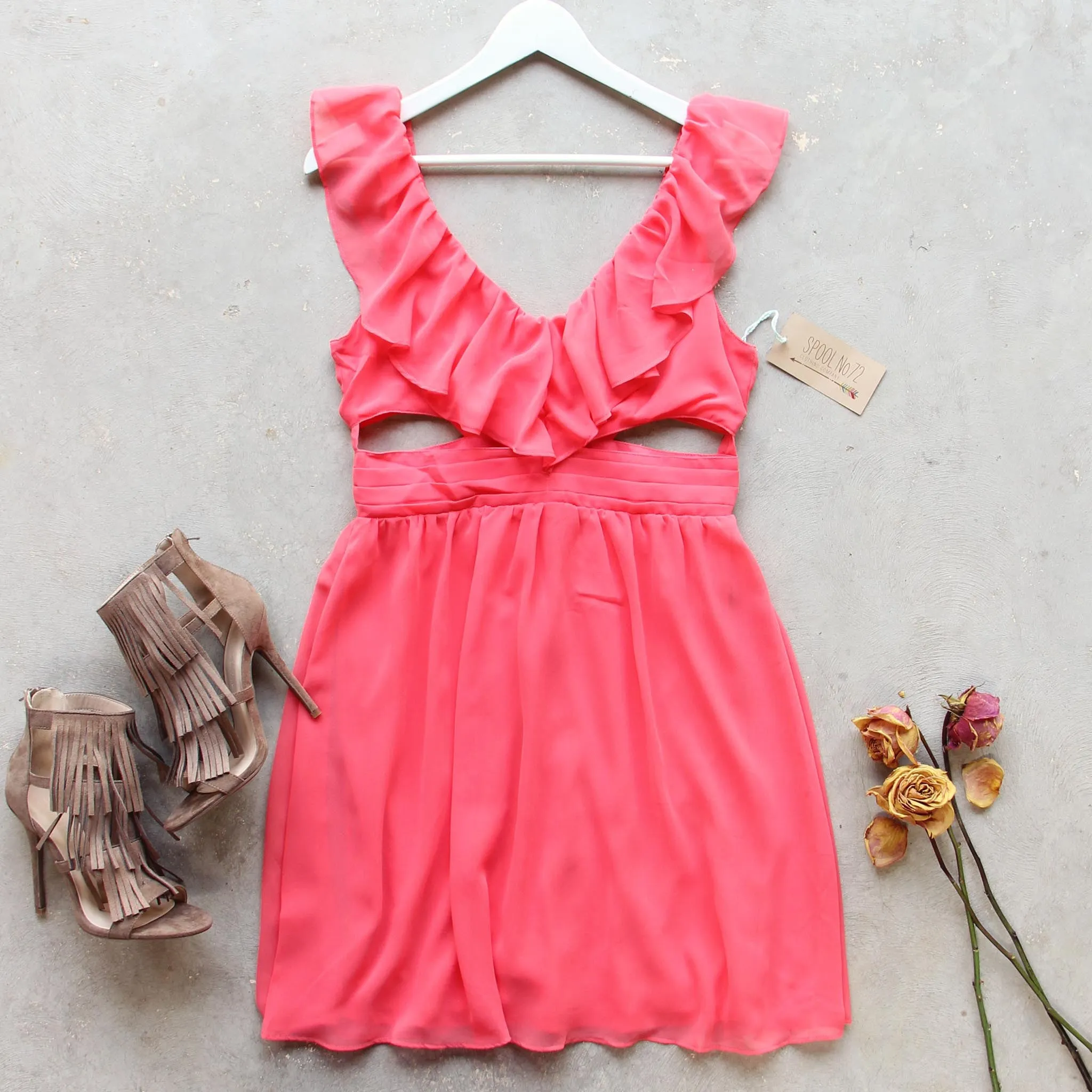 Dust & Bloom Dress in Coral