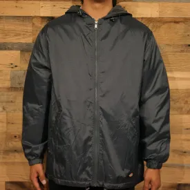 FLEECE LINED HOODED NYLON JACKET