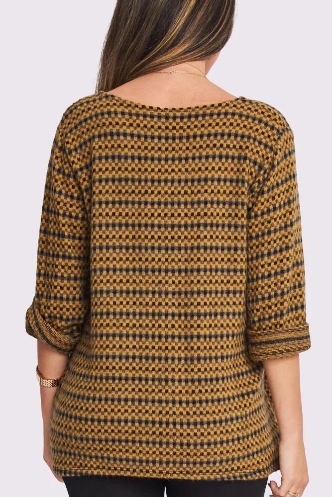 Geometric Stitch Front Panel Necklace Top