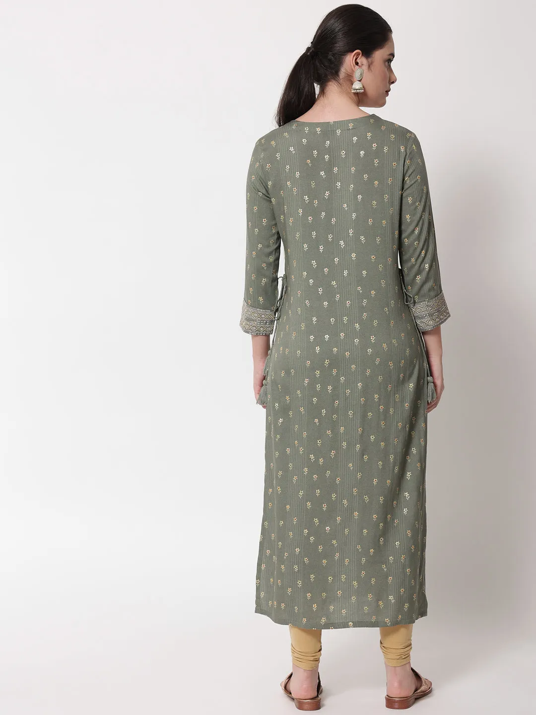 Grey Color Rayon Straight Womens Dress