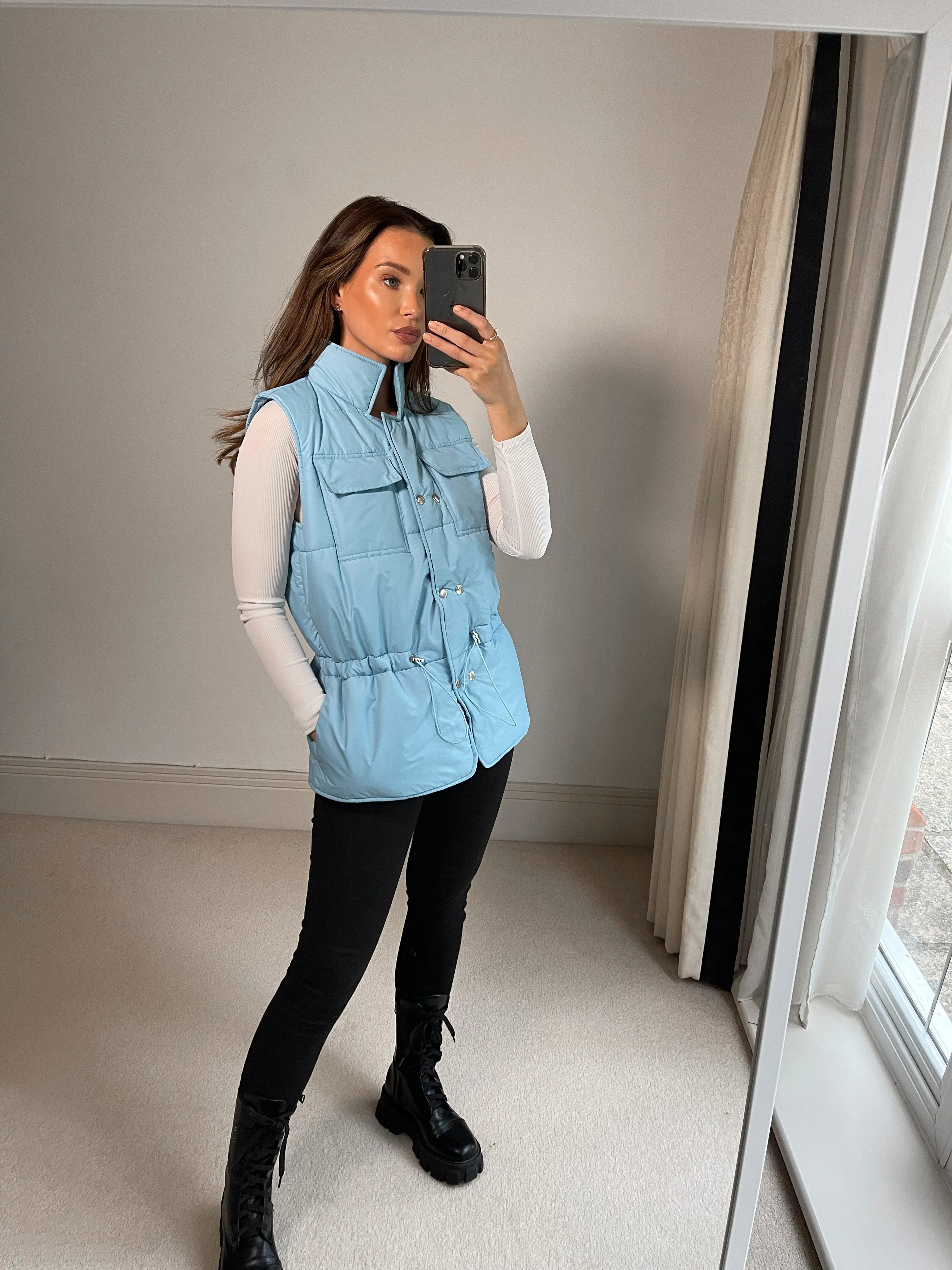 Lottie Blue Puffer Drawstring Gilet