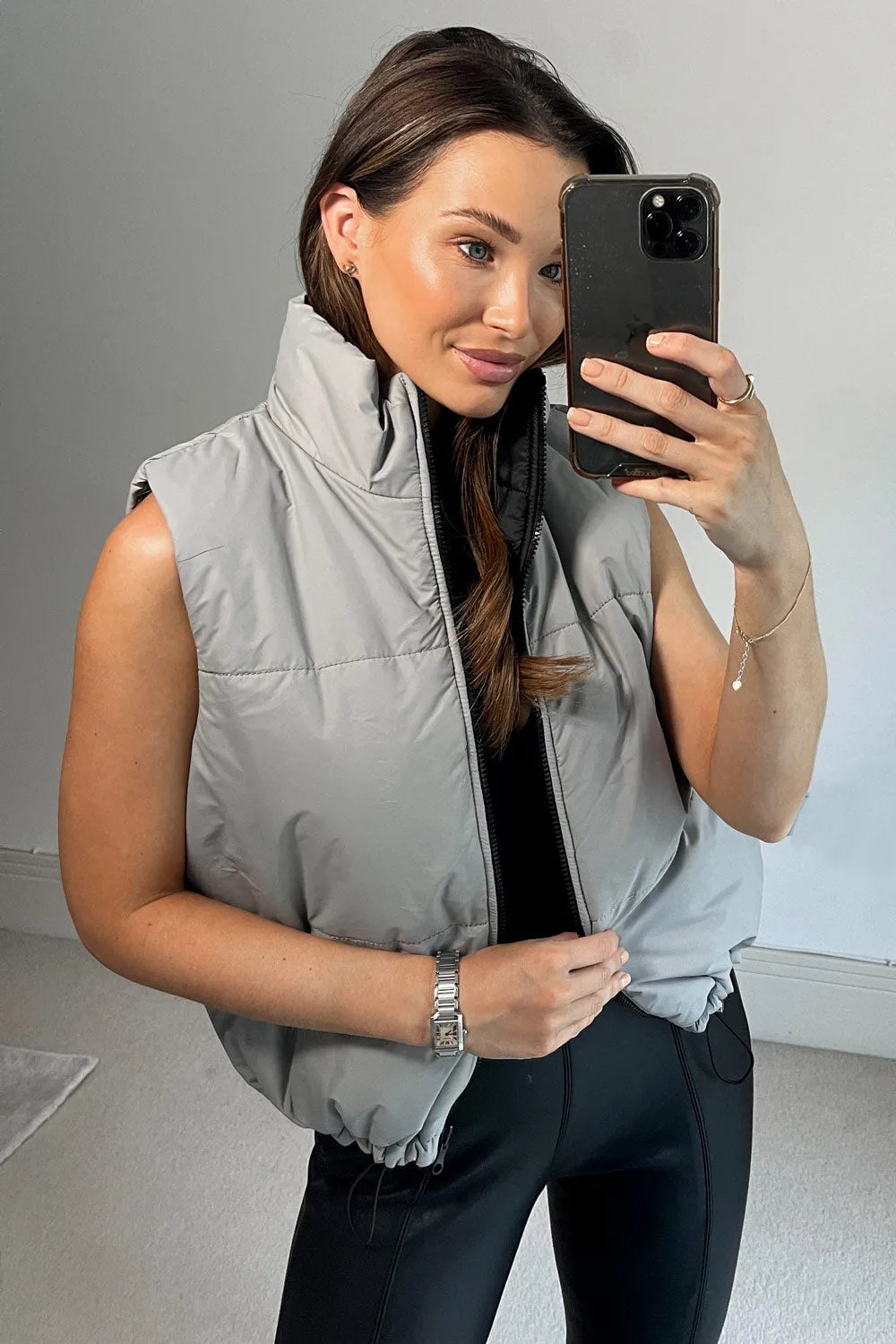 Millie Grey Reversible Puffer Gilet