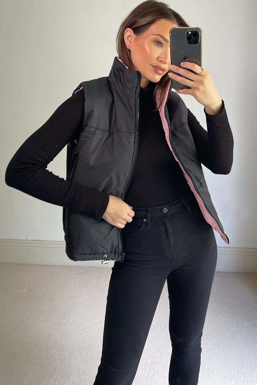 Millie Pink Reversible Puffer Gilet