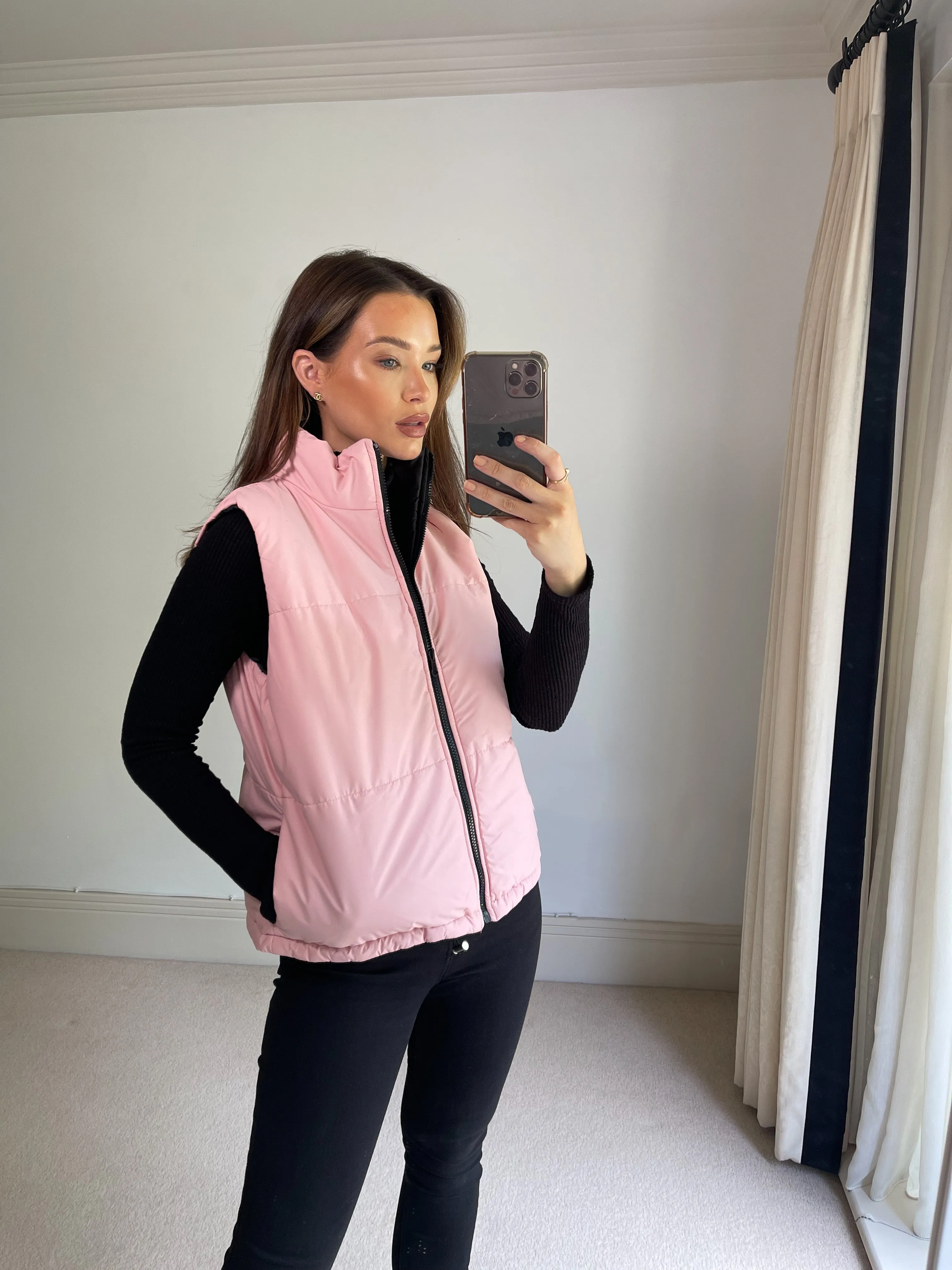 Millie Pink Reversible Puffer Gilet