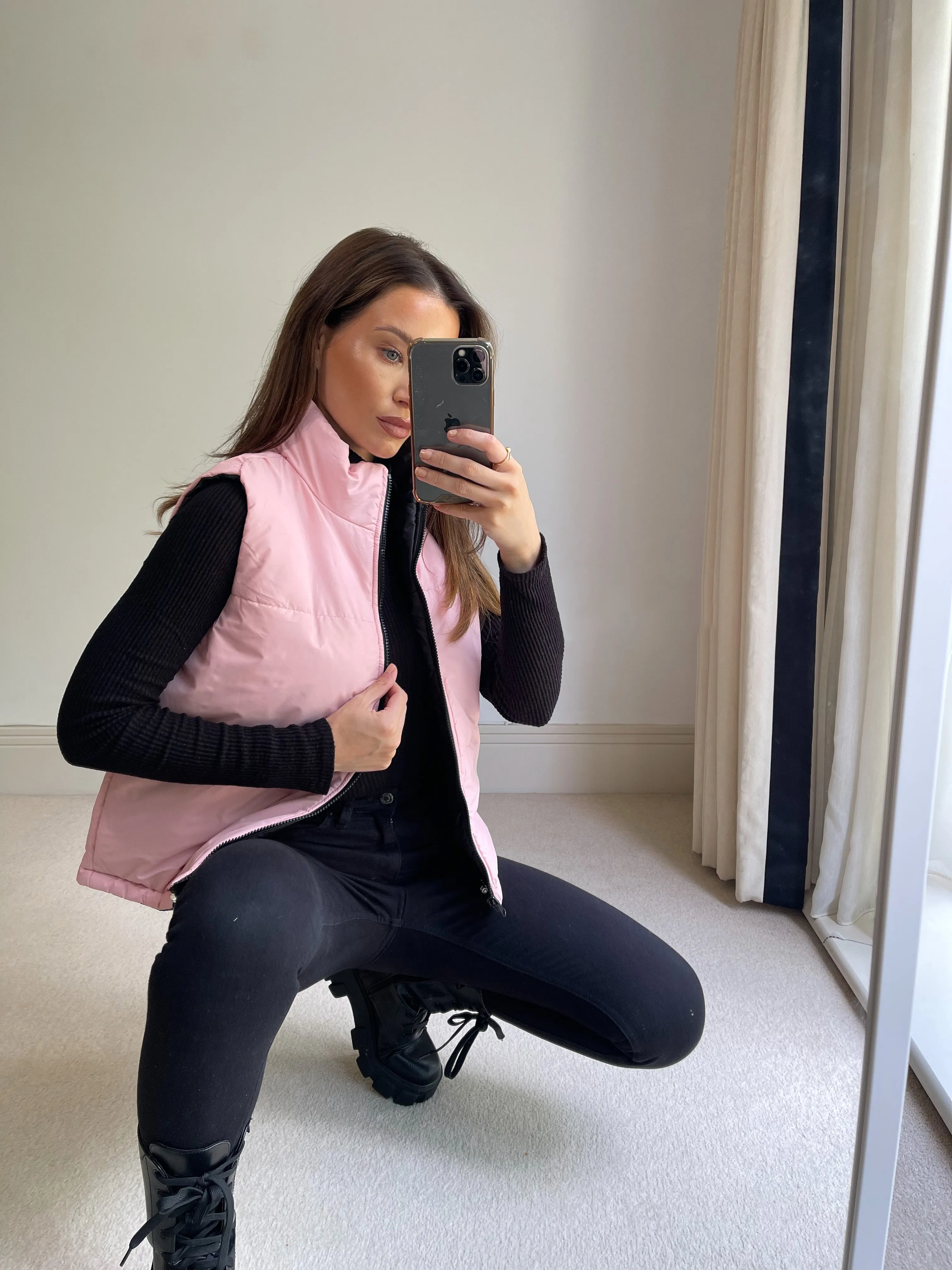 Millie Pink Reversible Puffer Gilet