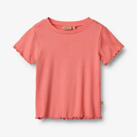 Rib T-Shirt S/S Irene - light coral