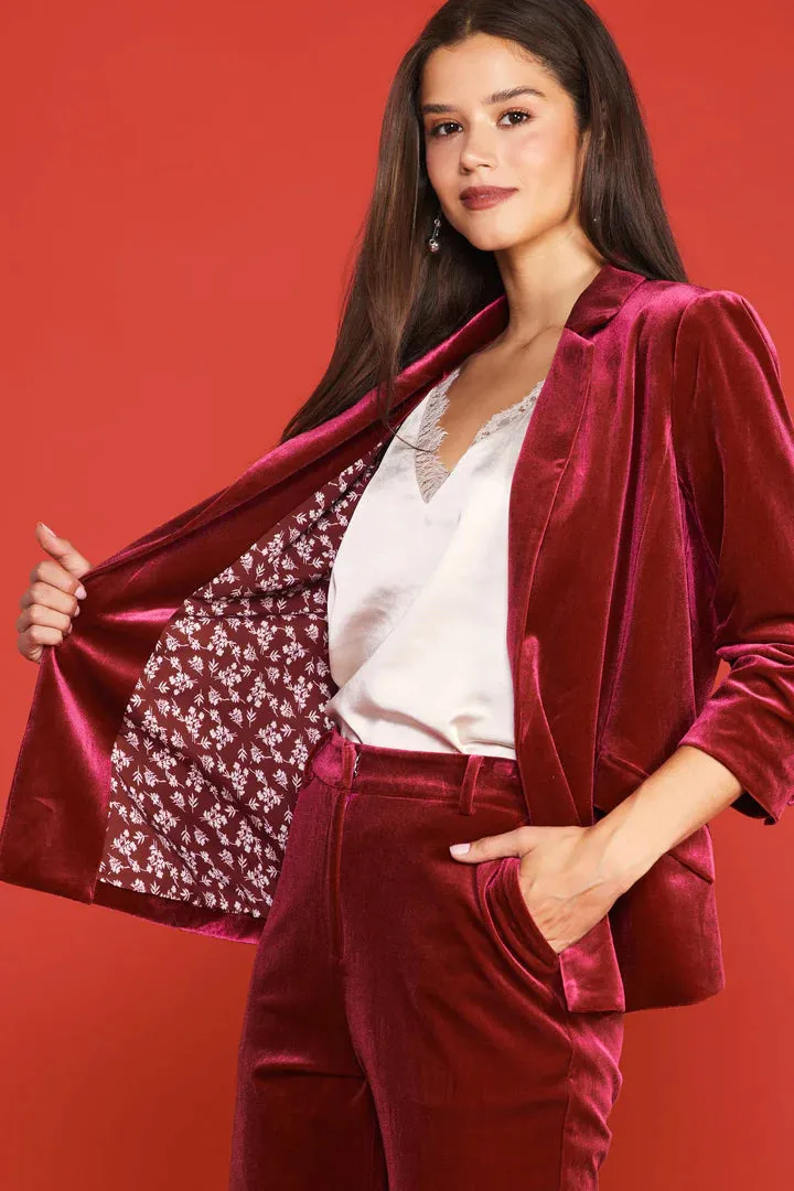 The Perfect Velvet Blazer with Ruched Sleeves