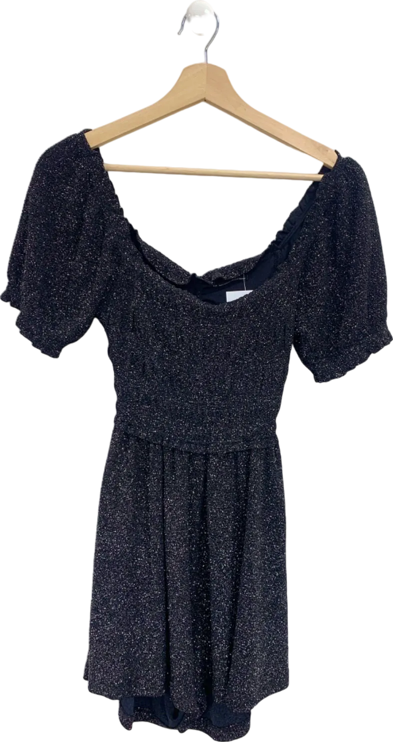 Urban Outfitters Black Glitter Mini Dress UK S