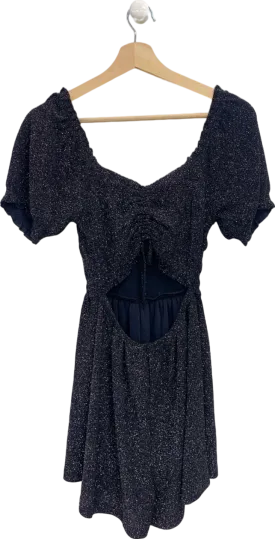 Urban Outfitters Black Glitter Mini Dress UK S