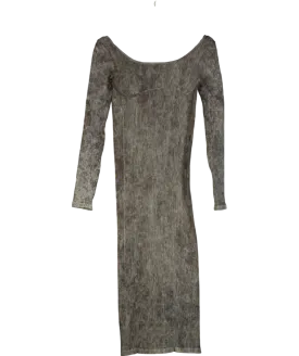Urban Outfitters Grey Bdg Kallie Awkward Ribbed Midi Dress UK XS