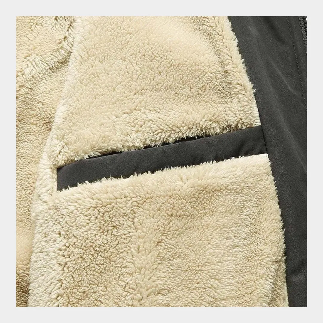 Winter Fleece Lined Cotton Jacket - Men's Thickened Plush Lamb Warm Windbreaker, Casual Coat, Beige, Black, Grey