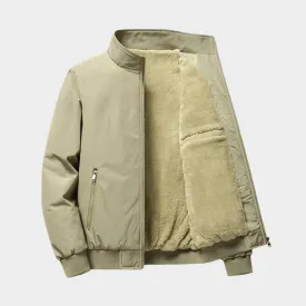 Winter Fleece Lined Cotton Jacket - Men's Thickened Plush Lamb Warm Windbreaker, Casual Coat, Beige, Black, Grey