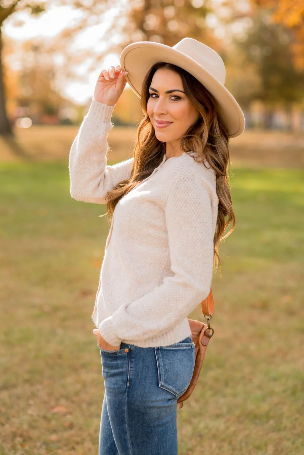 Woven Knit Button Cardigan