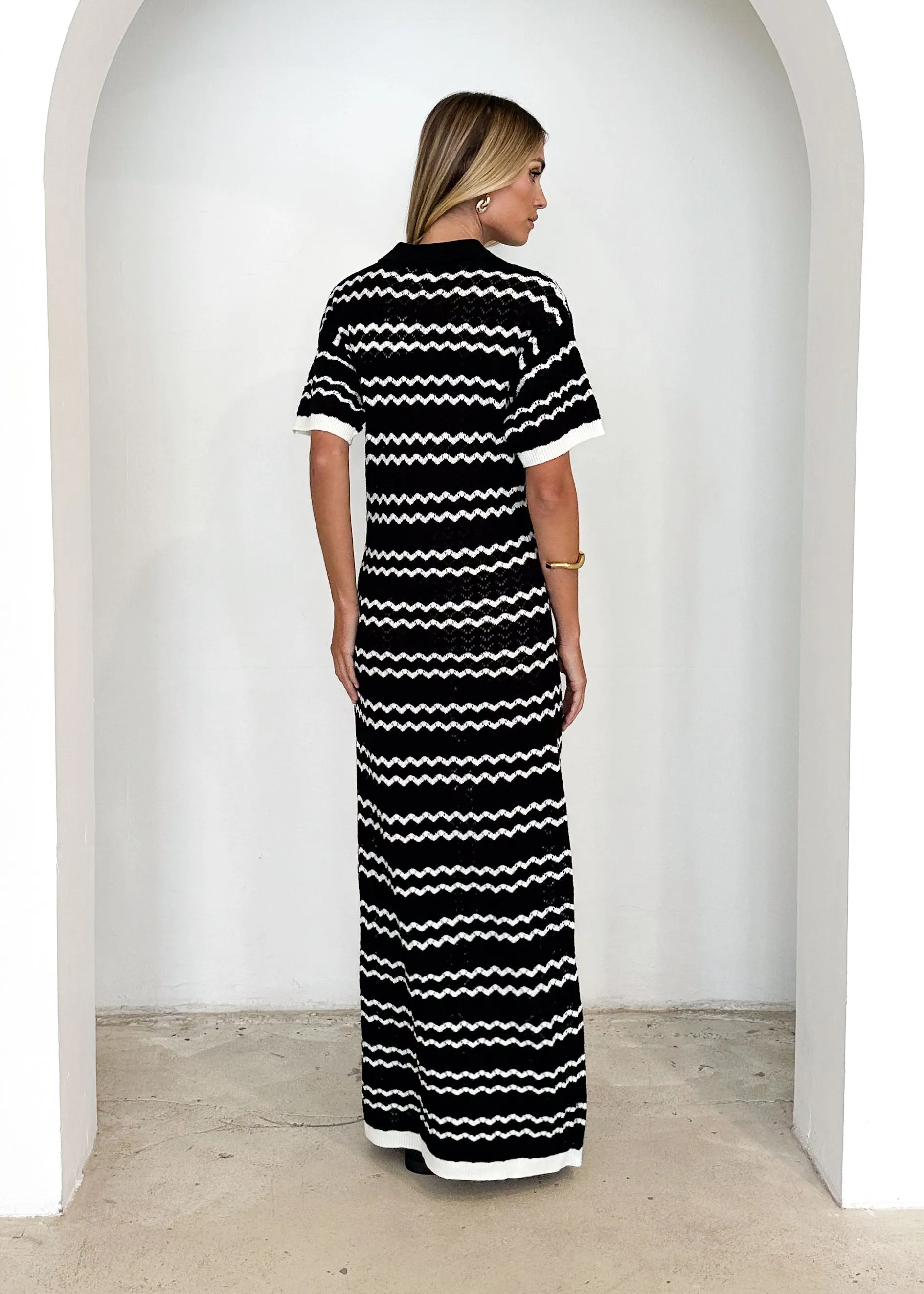 Zandrea Knit Maxi Dress - Black Stripe